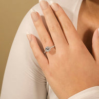 Sterling Silver Round Brilliant CZ Ring with Bead Set Border
