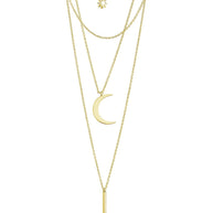 Crescent & Bar Multi Layer Necklace