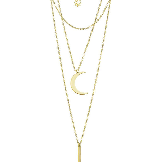 Crescent & Bar Multi Layer Necklace