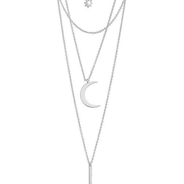 Crescent & Bar Multi Layer Necklace