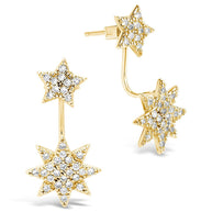 CZ Starburst Jacket Earrings