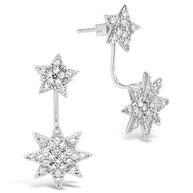 CZ Starburst Jacket Earrings