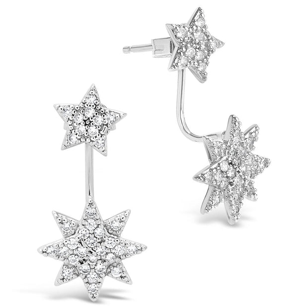 CZ Starburst Jacket Earrings