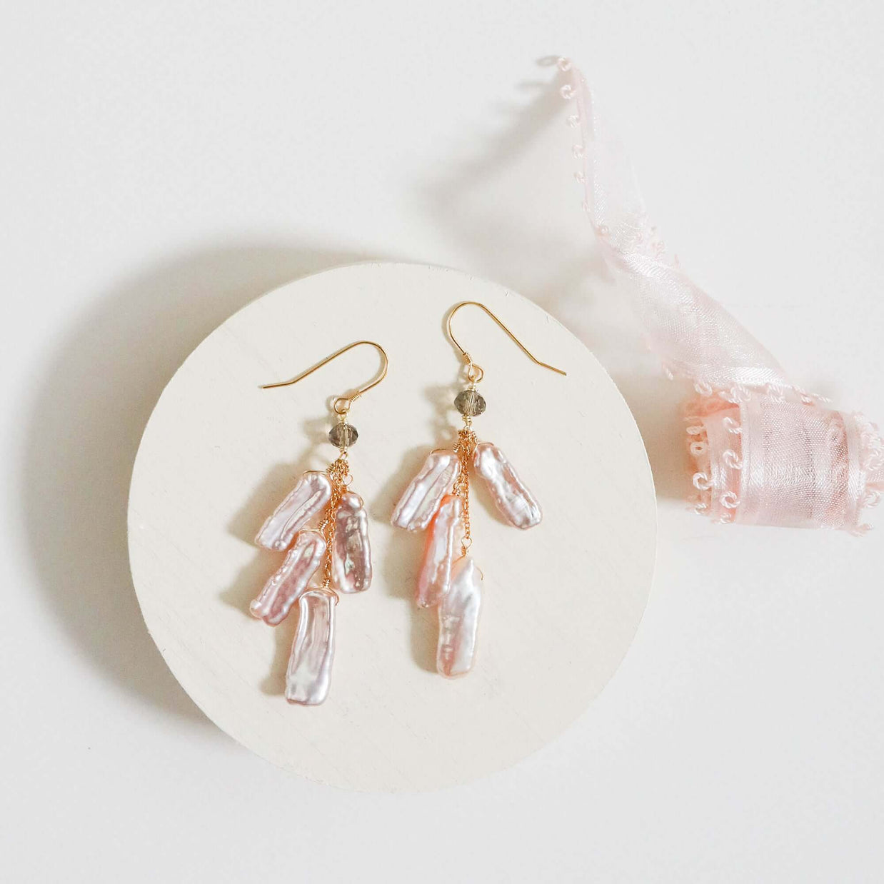 White Stick Pearl Earrings
