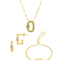Pave CZ Carabiner Lock Necklace Bundle