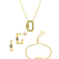 Pave CZ Carabiner Lock Necklace Bundle
