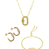 Pave CZ Carabiner Lock Necklace Bundle