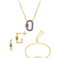 Pave CZ Carabiner Lock Necklace Bundle