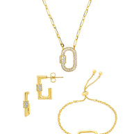 Pave CZ Carabiner Lock Necklace Bundle