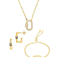 Pave CZ Carabiner Lock Necklace Bundle