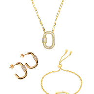 Pave CZ Carabiner Lock Necklace Bundle