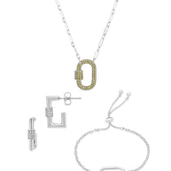 Pave CZ Carabiner Lock Necklace Bundle