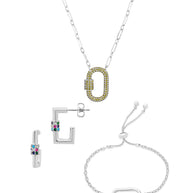 Pave CZ Carabiner Lock Necklace Bundle