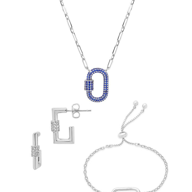 Pave CZ Carabiner Lock Necklace Bundle