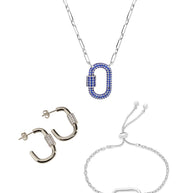 Pave CZ Carabiner Lock Necklace Bundle