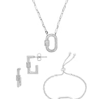 Pave CZ Carabiner Lock Necklace Bundle