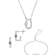 Pave CZ Carabiner Lock Necklace Bundle