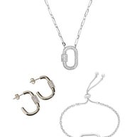 Pave CZ Carabiner Lock Necklace Bundle