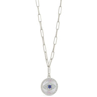 CZ & Mother of Pearl Evil Eye Pendant Necklace