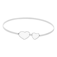 Double Open Metal Heart Link Bangle Bracelet