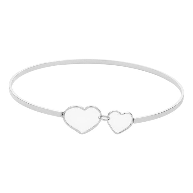 Double Open Metal Heart Link Bangle Bracelet