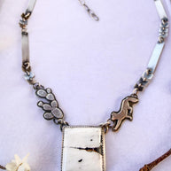 White Buffalo Necklace with Fox and Cactus | Stand Collection