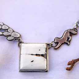 White Buffalo Necklace with Fox and Cactus | Stand Collection