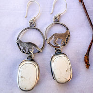 White Buffalo Hoop Earrings with Fox | Stand Collection