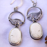 White Buffalo Hoop Earrings with Fox | Stand Collection