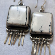 White Buffalo Turquoise| Sterling Silver Fringe Earrings