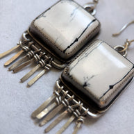 White Buffalo Turquoise| Sterling Silver Fringe Earrings
