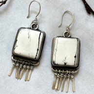 White Buffalo Turquoise| Sterling Silver Fringe Earrings