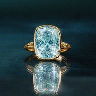 Sterling Silver Elongated Cushion Aquamarine CZ Cocktail Ring