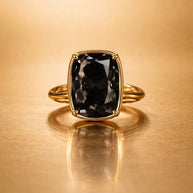 Sterling Silver Elongated Cushion Black CZ Cocktail Ring