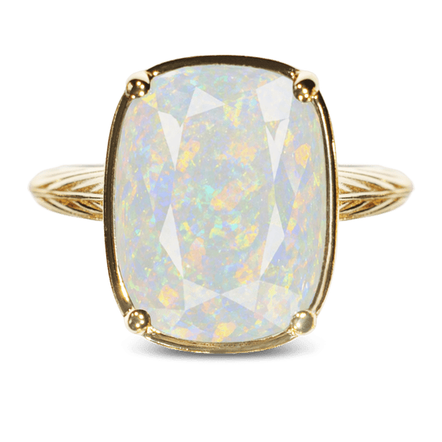 Sterling Silver Elongated Cushion Opal Cocktail Ring