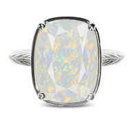 Sterling Silver Elongated Cushion Opal Cocktail Ring