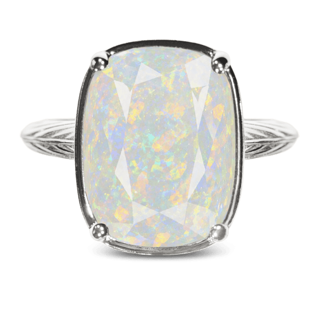 Sterling Silver Elongated Cushion Opal Cocktail Ring