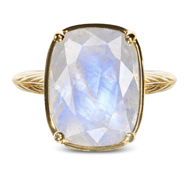 Sterling Silver Elongated Cushion Moonstone Cocktail Ring
