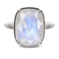 Sterling Silver Elongated Cushion Moonstone Cocktail Ring