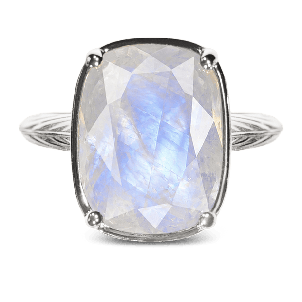 Sterling Silver Elongated Cushion Moonstone Cocktail Ring