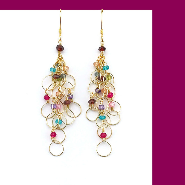 Rainbow Chain Loop Earrings