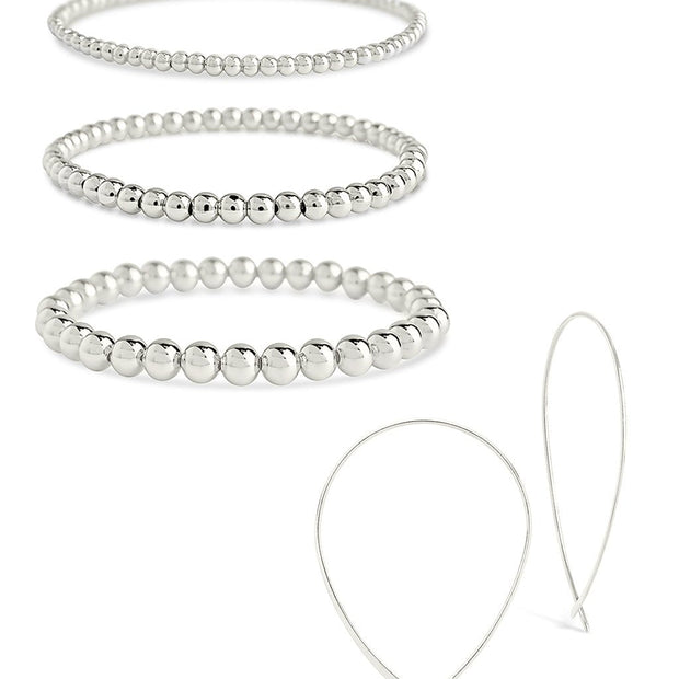 Beaded Bracelet & Delicate Threader Earrings Set
