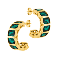 Nyssa Bezel CZ Station Hoop Earrings