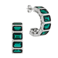 Nyssa Bezel CZ Station Hoop Earrings