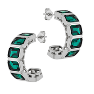 Nyssa Bezel CZ Station Hoop Earrings