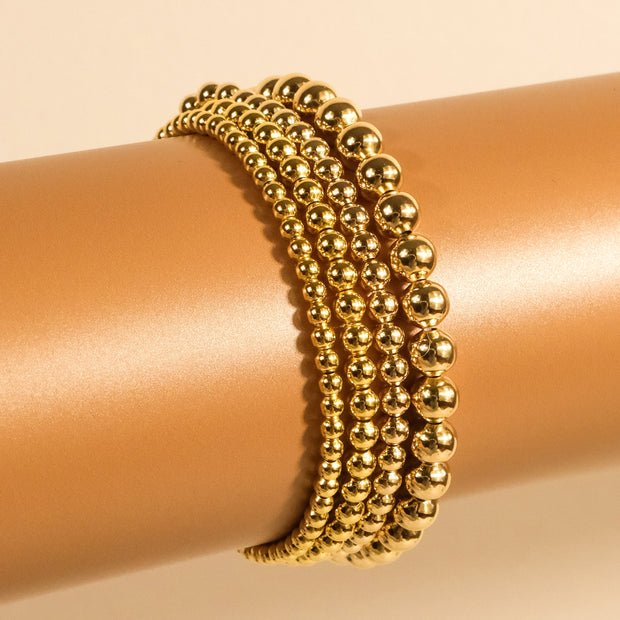 Sterling Silver Beaded Stretch Bracelet Sets
