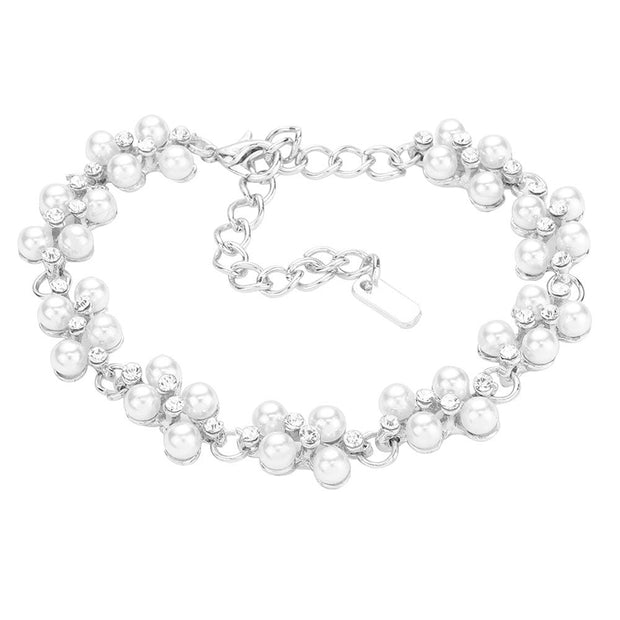 Pearl Rhinestone Evening Bracelet