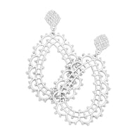 Cut Out Detailed Metal Teardrop Dangle Earrings