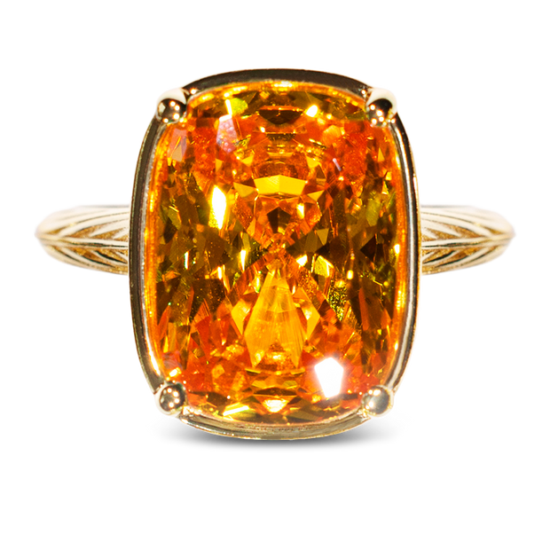 Sterling Silver Elongated Cushion Canary CZ Cocktail Ring