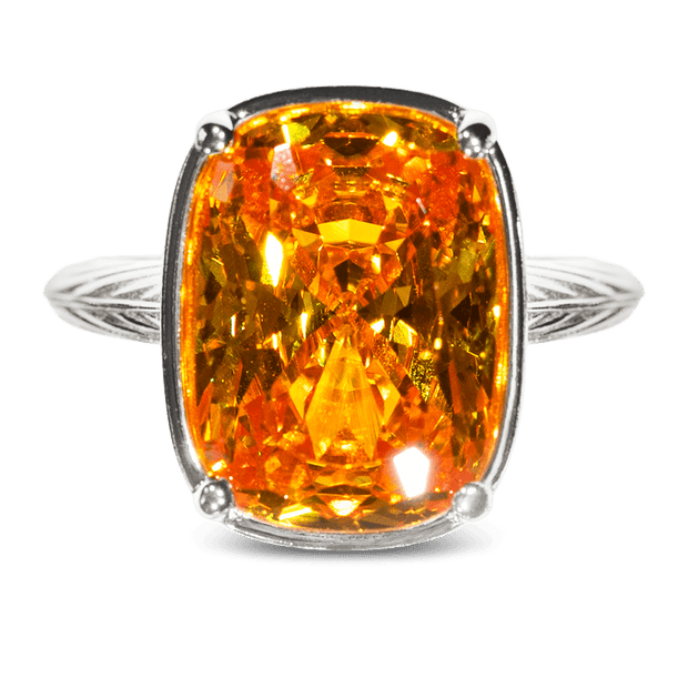 Sterling Silver Elongated Cushion Canary CZ Cocktail Ring